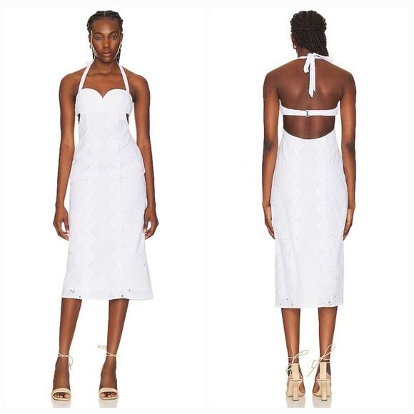 LPA Francesca Eyelet Midi Dress XS - Picture 1 of 15